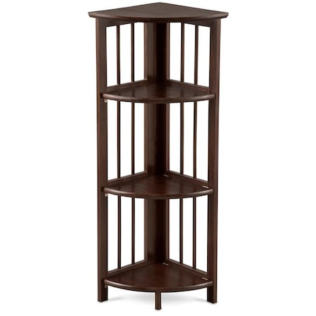 Casual Home 4-Shelf Corner Folding Bookcase - Truffle Brown 315-128